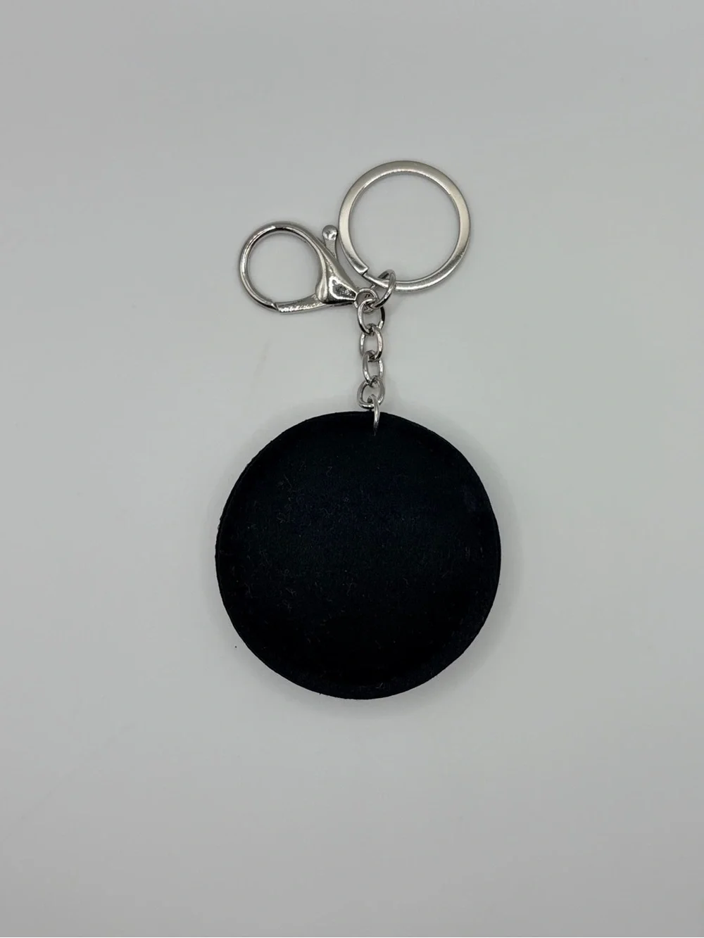 Crystal Logo Round Keychain - Silver & Black
